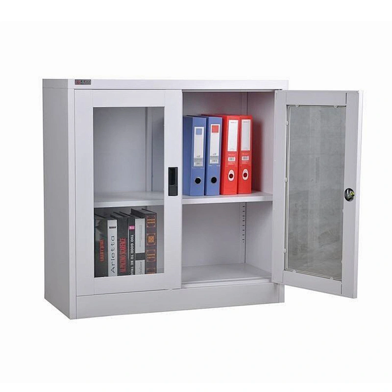 Office use knock down swing glass door short steel  file cabinet