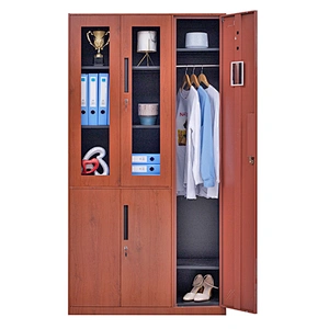 office use multi-function steel storage cabinet locker wood grain painting