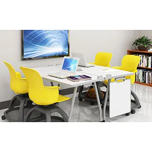 School foldable movable conference chairs stackable plastic training chair with writing pad