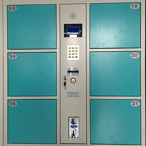 electronic storage coin operated locker luggage locker with barcode