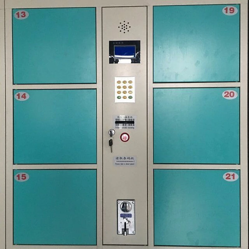 electronic storage coin operated locker luggage locker with barcode