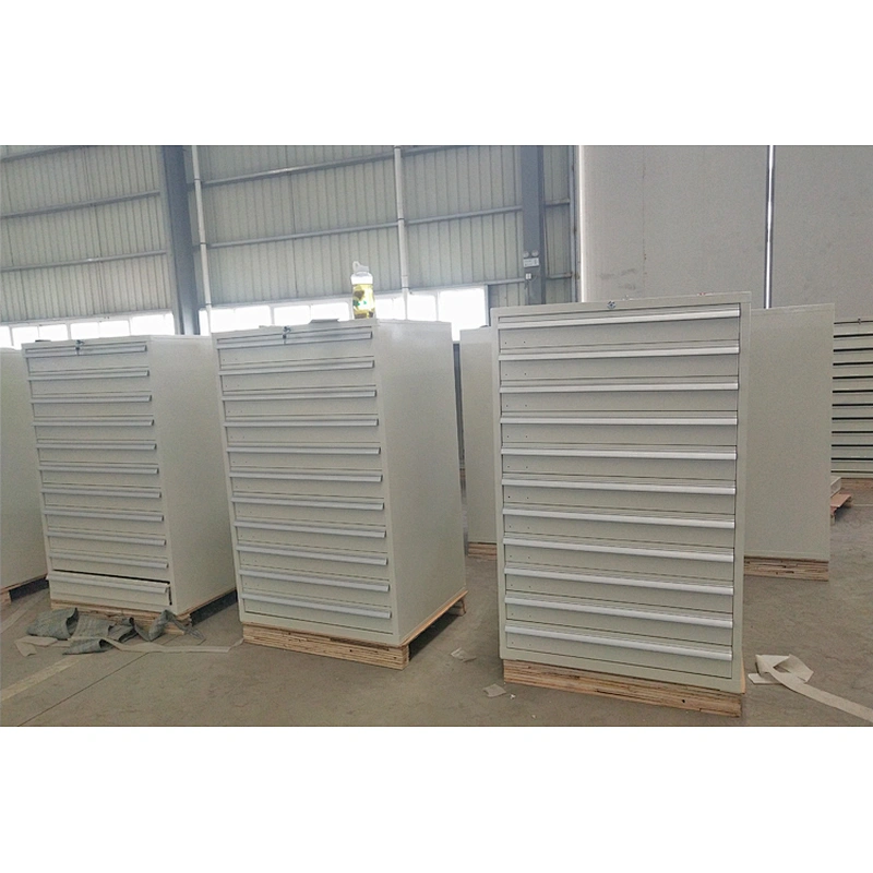Custom 11 Drawers Built-in Divider Metal Tool Cabinet Glass Slicing Cabinet with wheels