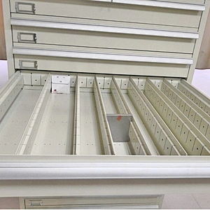 Custom 11 Drawers Built-in Divider Metal Tool Cabinet Glass Slicing Cabinet with wheels