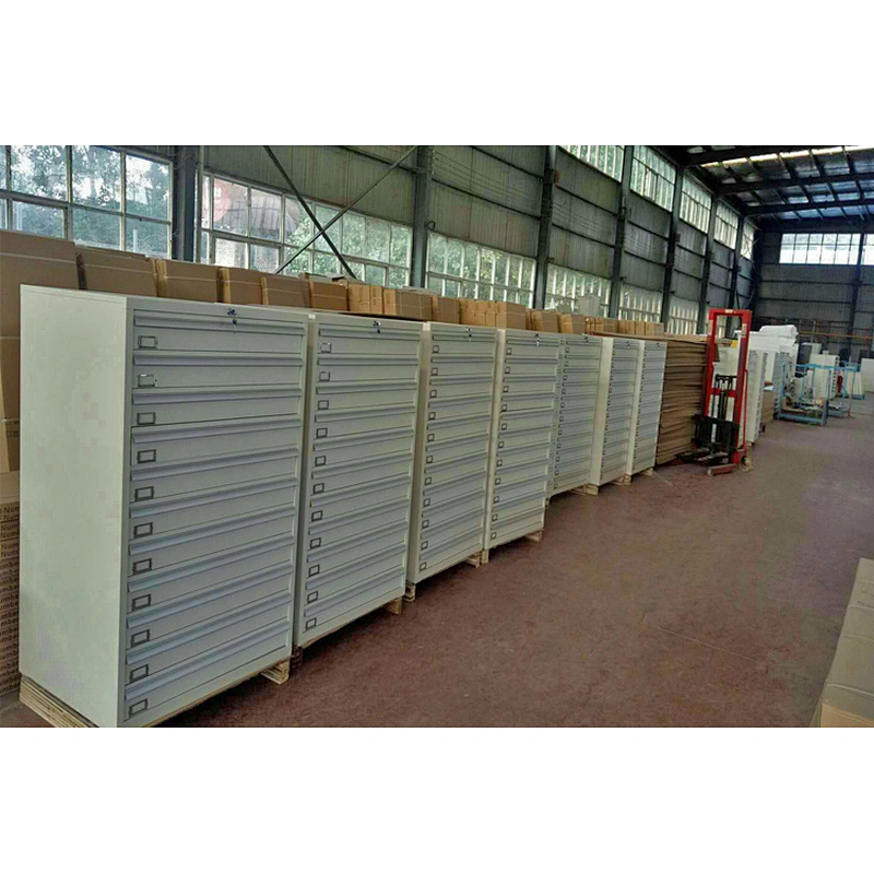 Custom 11 Drawers Built-in Divider Metal Tool Cabinet Glass Slicing Cabinet with wheels