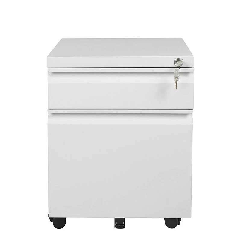 High quality mobile pedestal metal 2 drawers with castor file cabinet