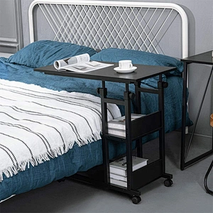 Amazon hot selling modern design metal wood c shaped sofa side end table snack table for bed