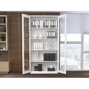 swing 2 door metal glass cabinet cupboards for office with high quality