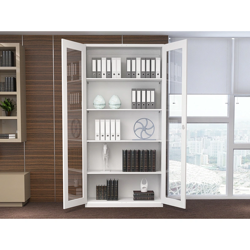swing 2 door metal glass cabinet cupboards for office with high quality
