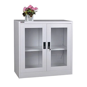 Office use knock down swing glass door short steel  file cabinet