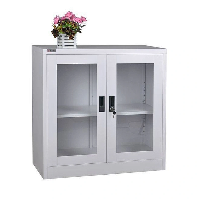 Office use knock down swing glass door short steel  file cabinet