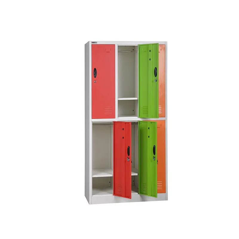 Metal Clothes Locker Steel Gray 6 Door Sports Business Company Security Gym Locker Storage Chemical Storing Cabinet