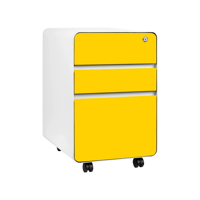 High quality Office Equipment Steel Storage Cabinets 3 Drawer Metal Mobile Pedestal With Wheels