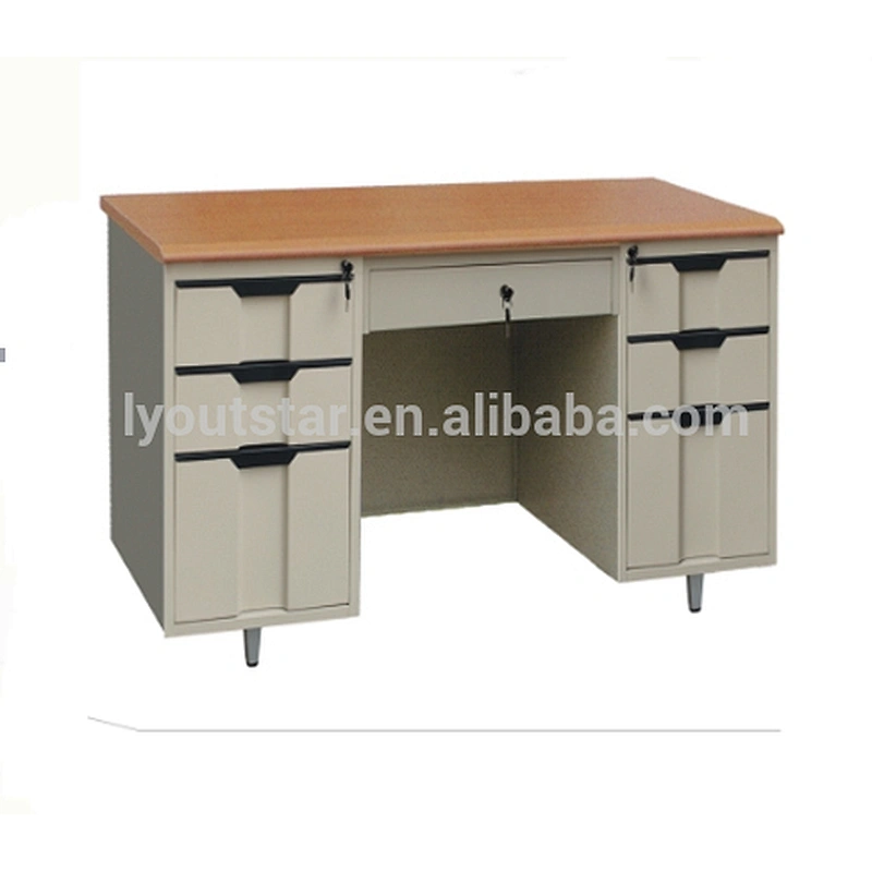 Steel frame comfortable office computer desk with locking drawers