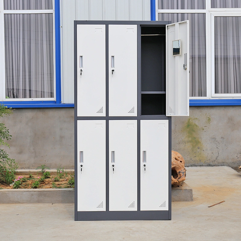 Fashionable and simple staff locker 6 doors steel bathroom gym school clothes storage locker