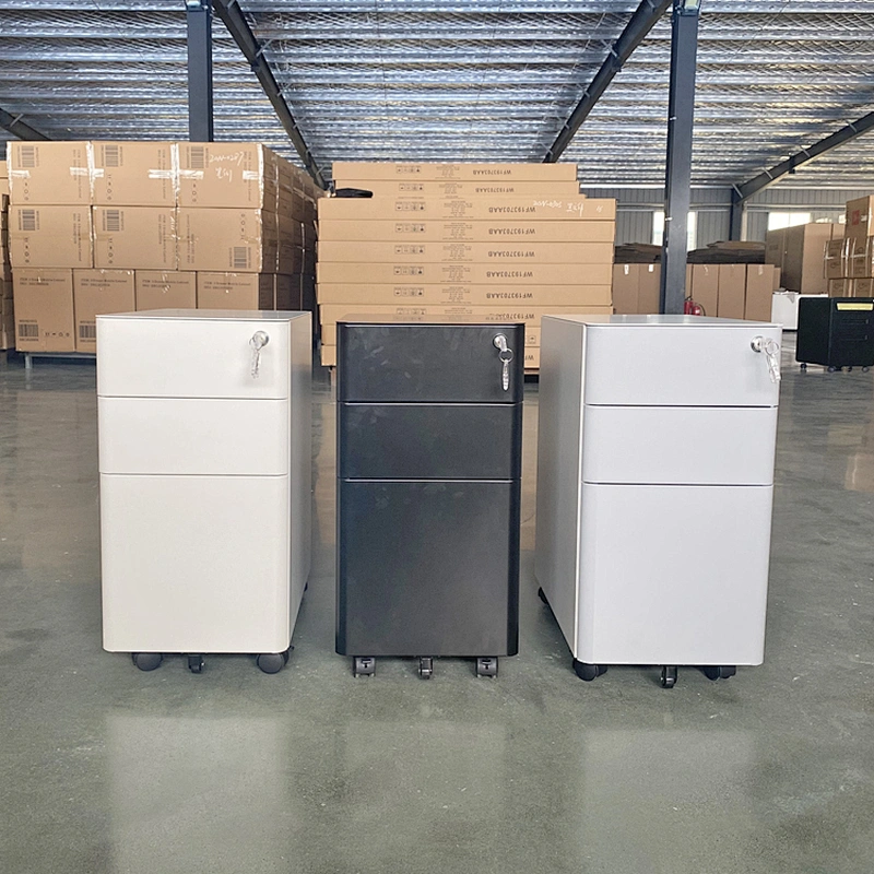 round edge modern office metal 3 drawer mobile cabinet pedestal