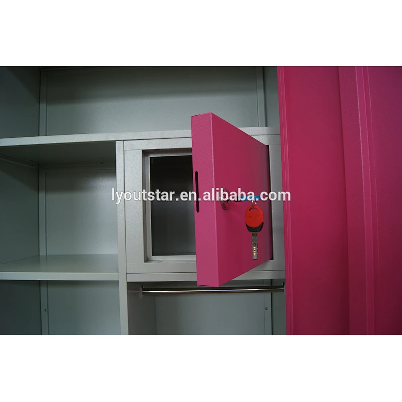 Indian Wardrobe Design Full Kd Structure Colourful Locker Colour Furbiture Double Bed Metal Cupboard Bedroom Clothes Cabinet