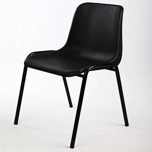 Plastic cushion metal frame black chair