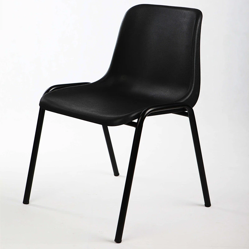 Plastic cushion metal frame black chair