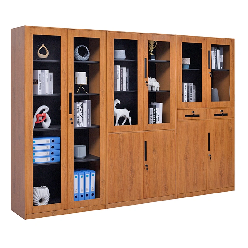 office use multi-function steel storage cabinet locker wood grain painting
