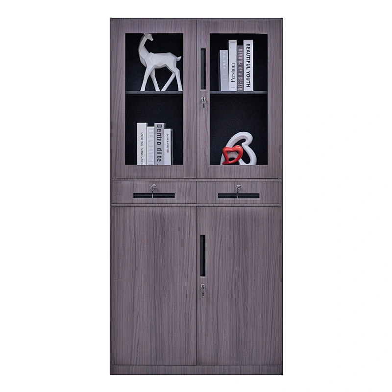 Modern office transfer cabinet with two drawers and glass doors