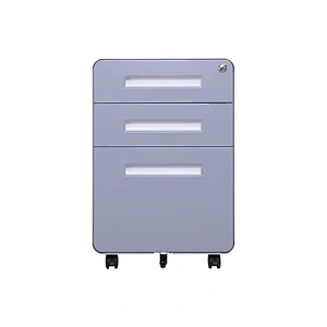 American popular office equipment round edge grey white color steel movable file cabinet