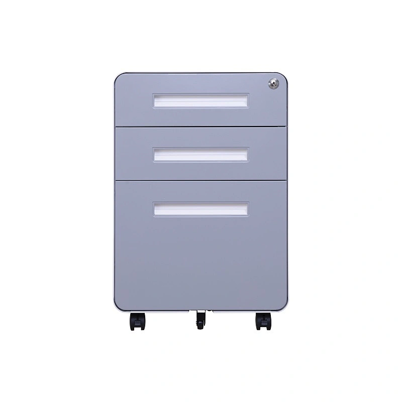 American popular office equipment round edge grey white color steel movable file cabinet