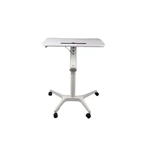 Height Adjustable Rolling Sit Stand Workstation with Casters with Gas Spring Lift Mechanism