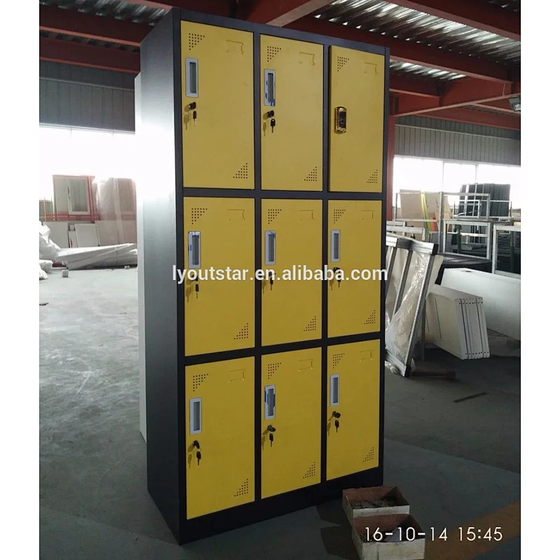 9 doors colourful metal clothes locker school lockers storage cabinet gym corridor factory storage