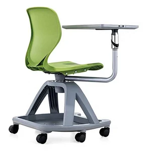 School foldable movable conference chairs stackable plastic training chair with writing pad