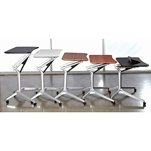 Height Adjustable Rolling Sit Stand Workstation with Casters with Gas Spring Lift Mechanism