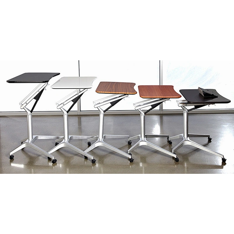 Height Adjustable Rolling Sit Stand Workstation with Casters with Gas Spring Lift Mechanism