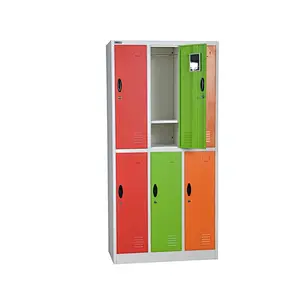 Metal Clothes Locker Steel Gray 6 Door Sports Business Company Security Gym Locker Storage Chemical Storing Cabinet