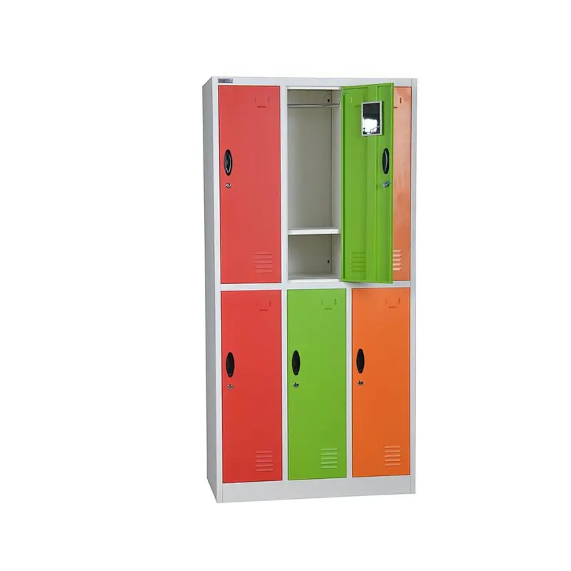 Metal Clothes Locker Steel Gray 6 Door Sports Business Company Security Gym Locker Storage Chemical Storing Cabinet