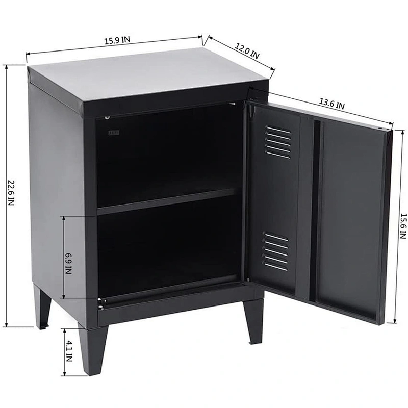 Metal  bed beside table black color living room furniture cabinets storage