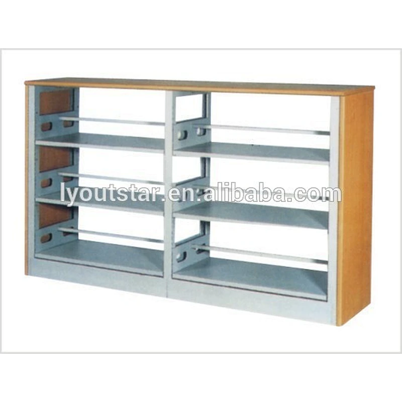 Colorful stainless steel double column library bookshelves bookcase with one piiar