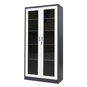 Modern design of swing glass door office file cabinet with lock