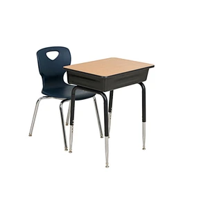 Hot sale school furniture single desk and chair single height adjustable student desk and chair