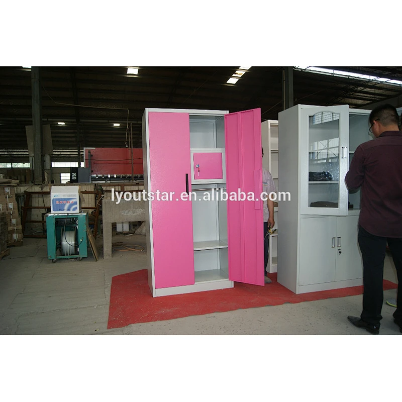 Indian Wardrobe Design Full Kd Structure Colourful Locker Colour Furbiture Double Bed Metal Cupboard Bedroom Clothes Cabinet
