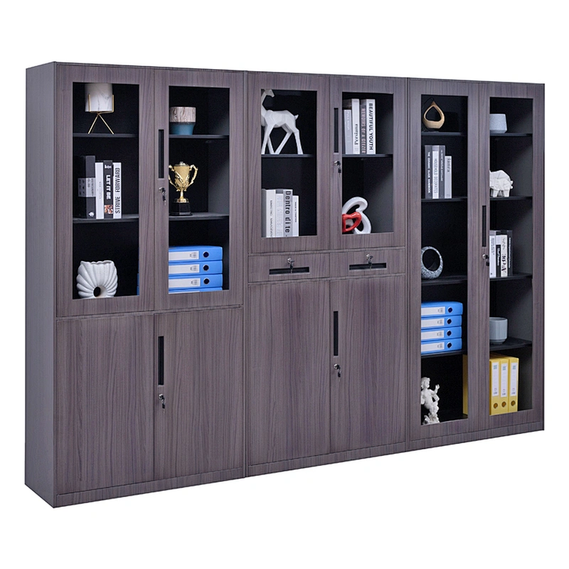 Modern office transfer cabinet with two drawers and glass doors