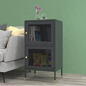 Wholesale modern design household 2 drawer storage cabinet nightstand table steel bedside cabinet