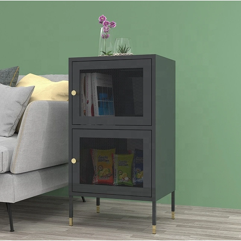 Wholesale modern design household 2 drawer storage cabinet nightstand table steel bedside cabinet