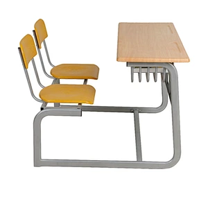 School bench furniture school class room double chair and desk