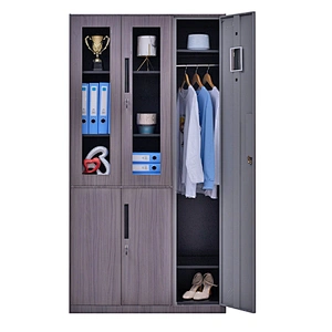 office use multi-function steel storage cabinet locker wood grain painting