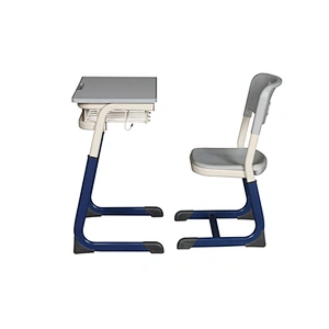 Modern Single Metal Wood Classroom Table For Kids Blue School Desk And Chair