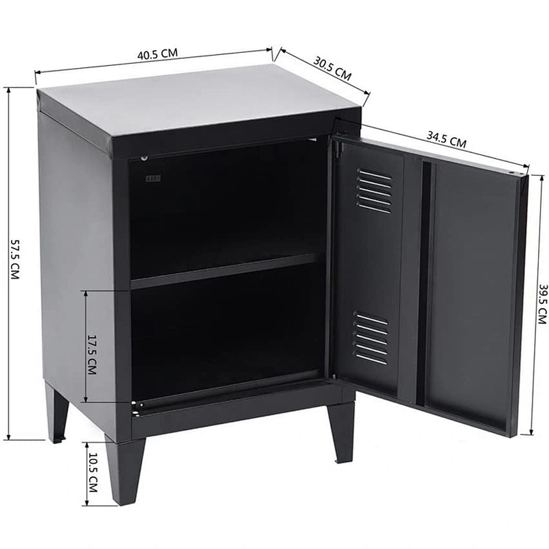 Metal  bed beside table black color living room furniture cabinets storage