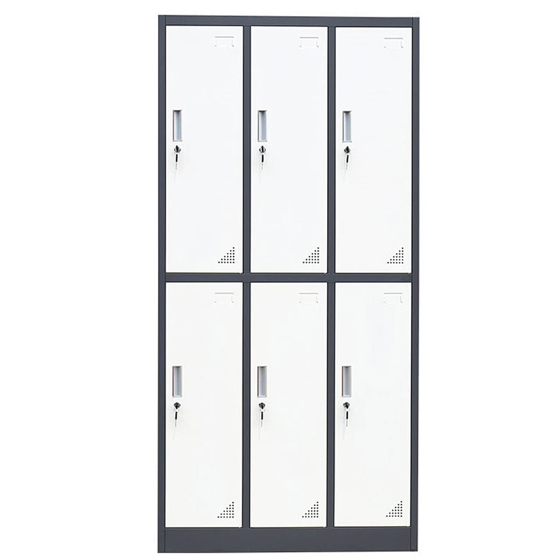 Fashionable and simple staff locker 6 doors steel bathroom gym school clothes storage locker