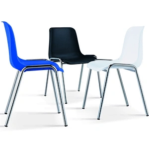 Plastic cushion metal frame black chair
