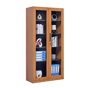 Stylish office row transfer file cabinet with glass and iron doors