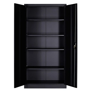 Library 2 movable shelf key lock iron cupboard with 2 drawers