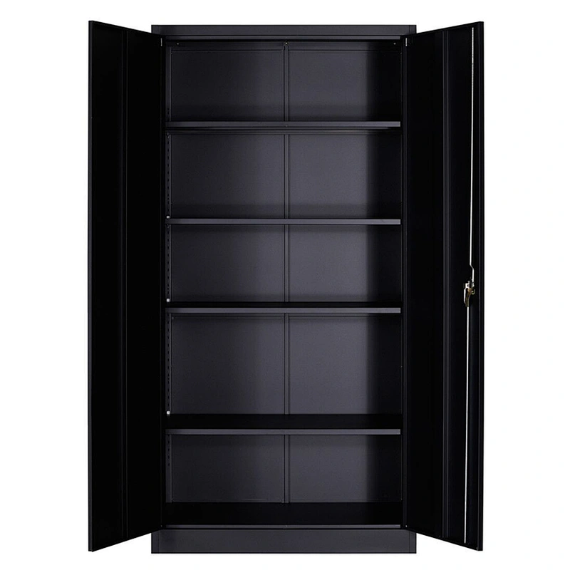 Library 2 movable shelf key lock iron cupboard with 2 drawers